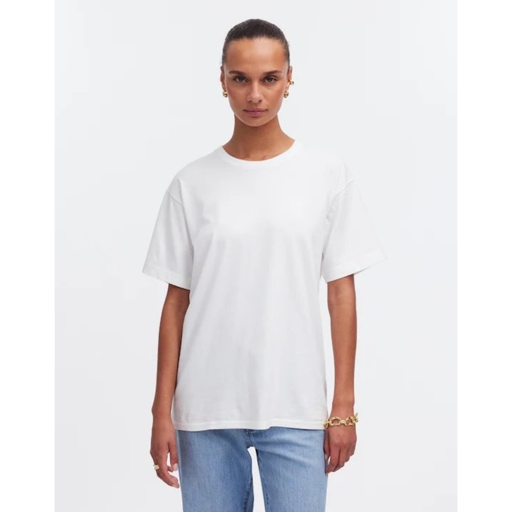 Madewell Cotton Relaxed Oversized Tee Women's XL White Cotton Crewneck NS162 New